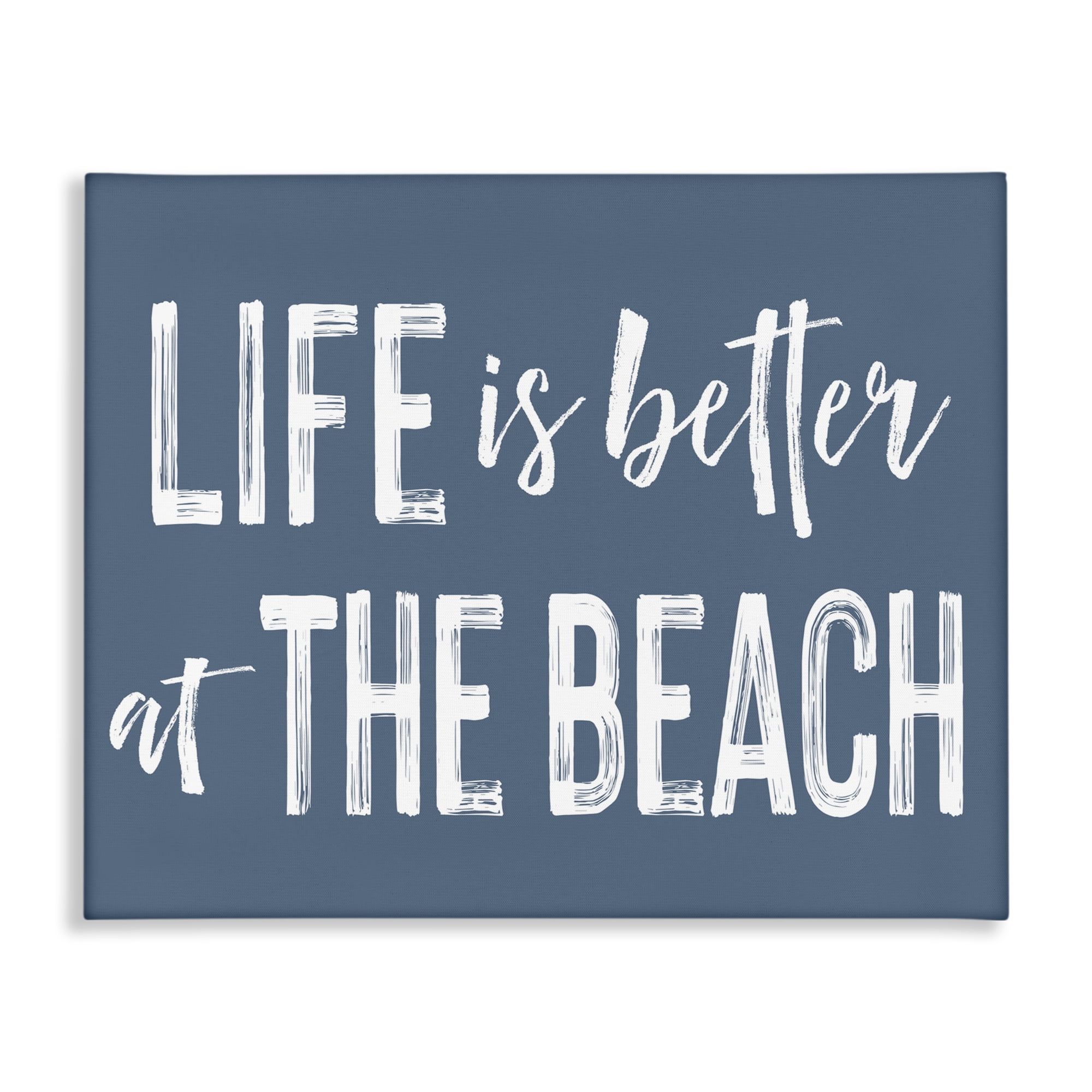 Life Better At Beach Blue Canvas Wall Art, design by Lettered and Lined