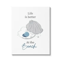 Life Better At Beach Clam Pearl Animals & Insects Graphic Art Gallery Wrapped Canvas Print Wall Art