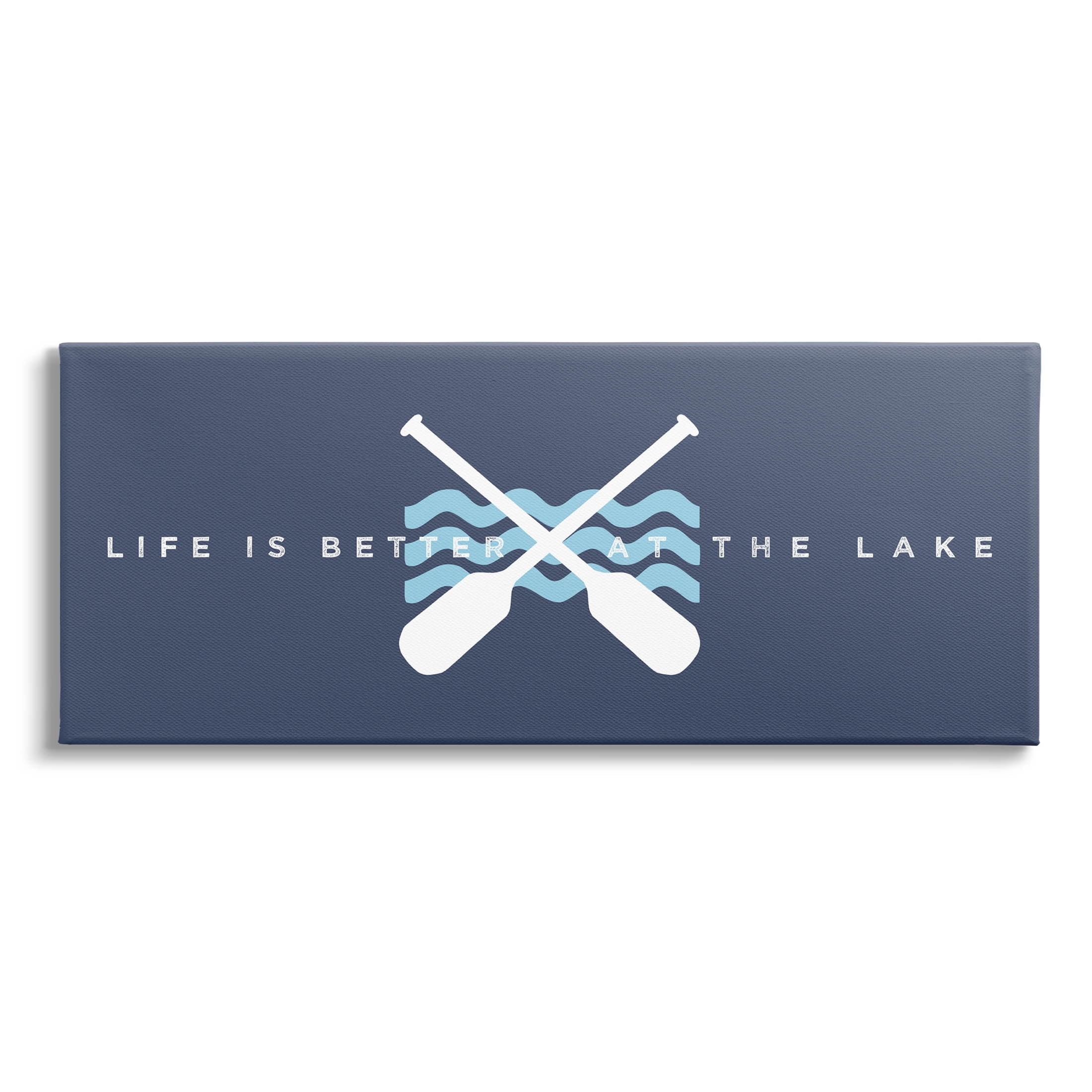 Life Better At Lake Crossed Oars Typography Graphic Art Gallery Wrapped Canvas Print Wall Art