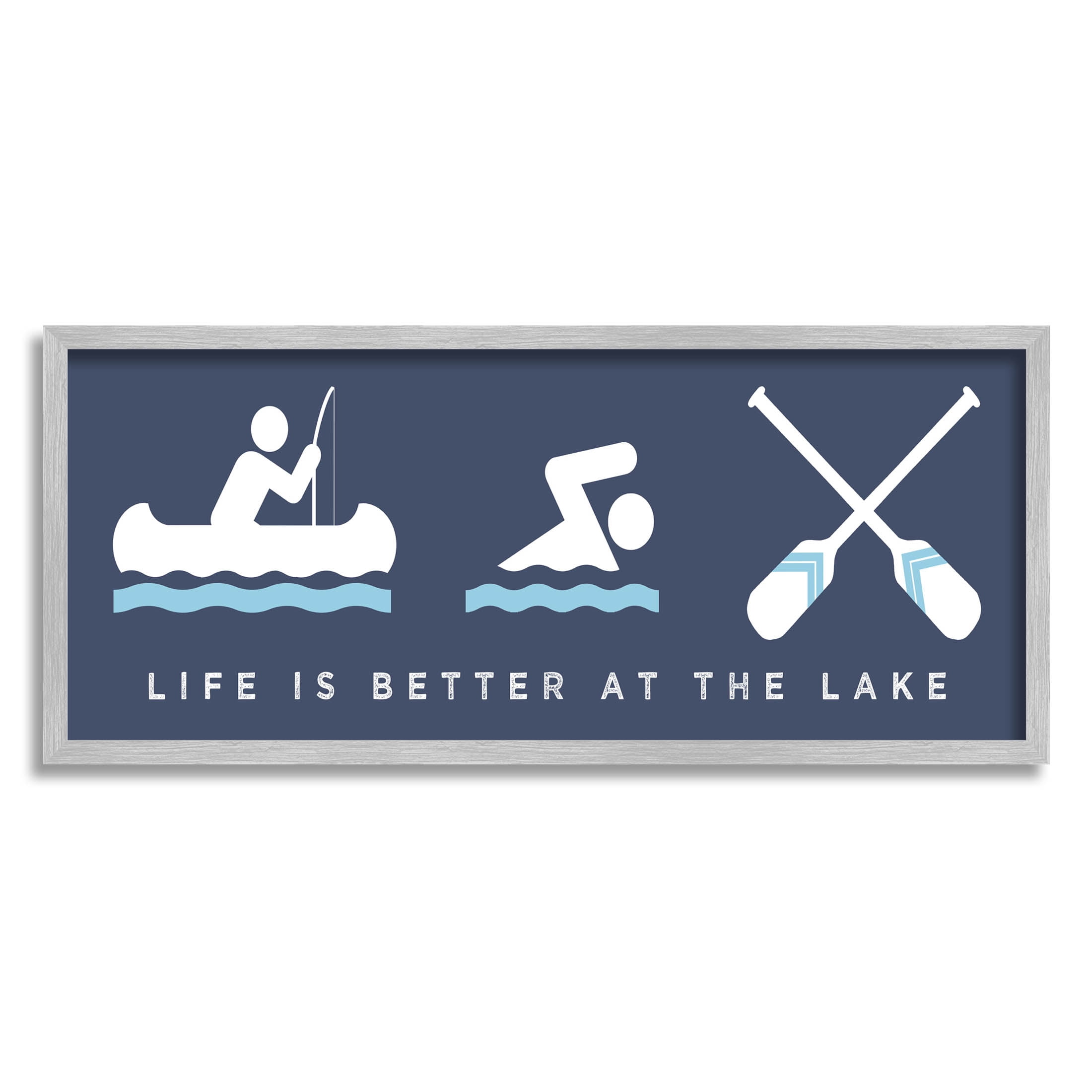 Life Better At Lake Water Fun Typography Graphic Art Gray Framed Art Print Wall Art
