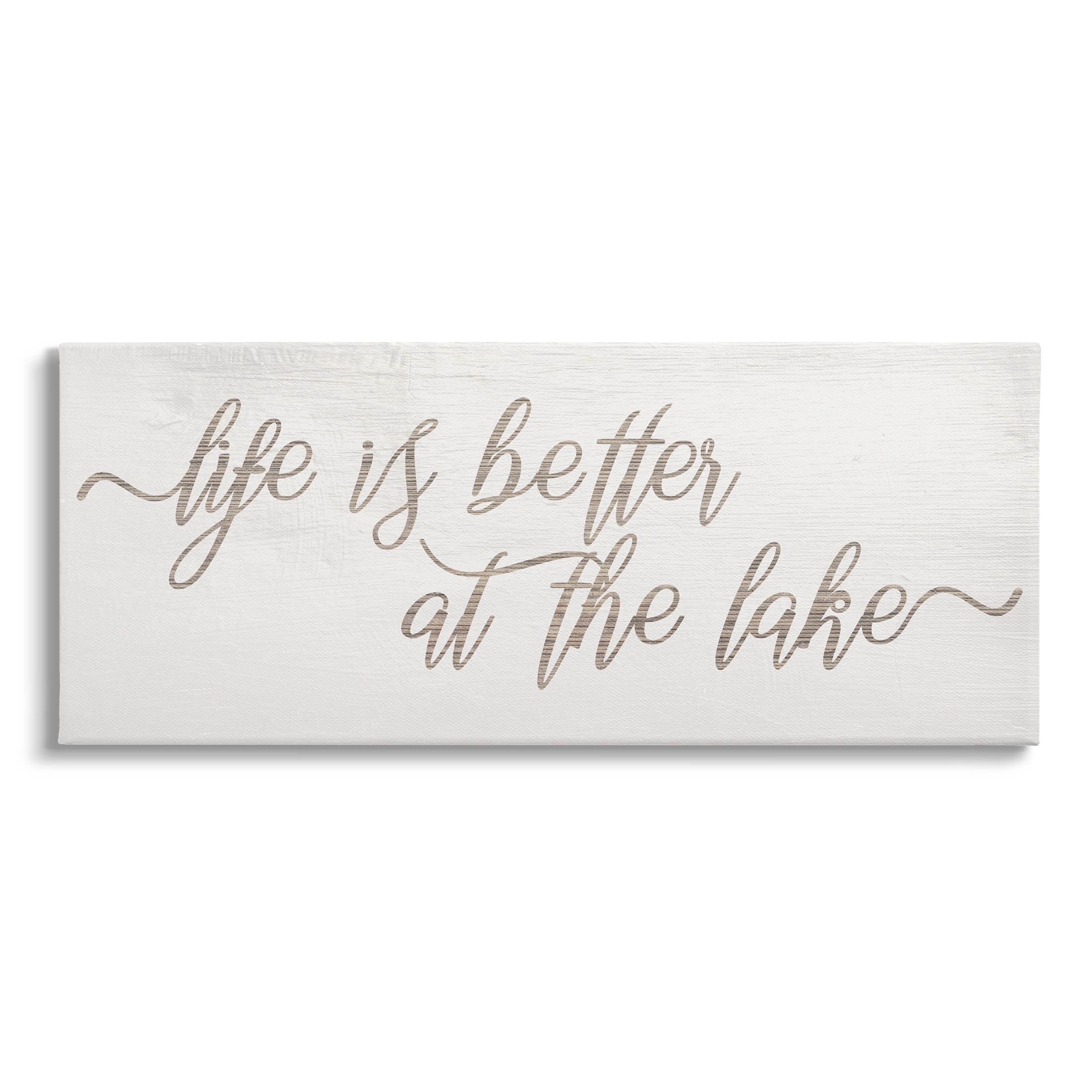 Life Better At The Lake Phrase Inspirational Graphic Art Gallery Wrapped Canvas Print Wall Art