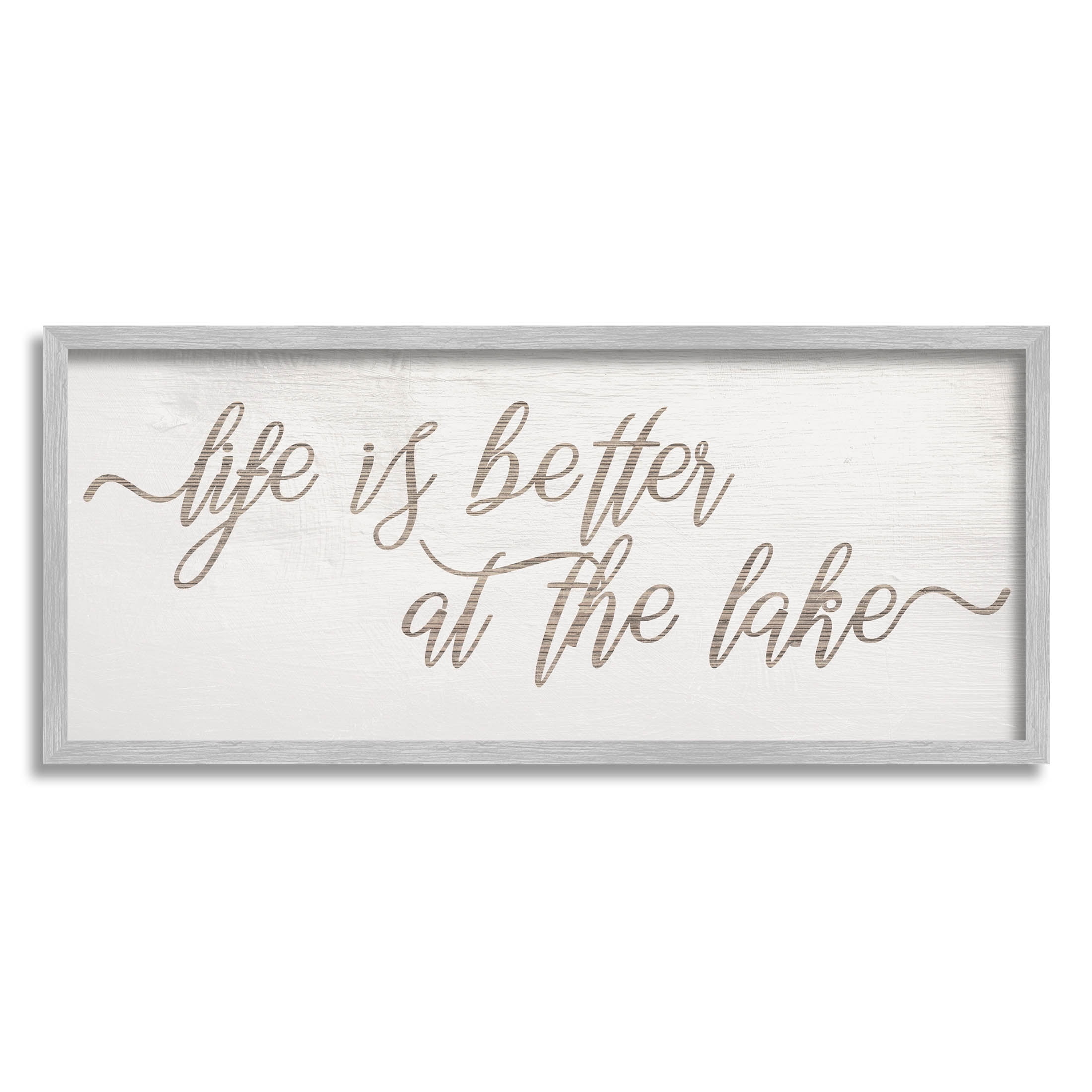 Life Better At The Lake Phrase Inspirational Graphic Art Gray Framed Art Print Wall Art