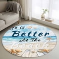 thumbnail image 1 of Life Is Better At The Beach Round Living Room Rugs 3.3 ft, Ocean Starfish Plank Washable Area Rug with Non-Slip Sturdy Edge Binding Round Front Door Mat Floor Carpet for Entryway, 1 of 9