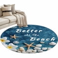 thumbnail image 1 of Life Is Better At The Beach Round&nbsp;Area Rug&nbsp;3.3 ft Summer Ocean Starfish Flower Seashell Washable Rugs for Living Room, Non Slip Soft Carpet for Bedroom Entryway Dining Room, 1 of 9