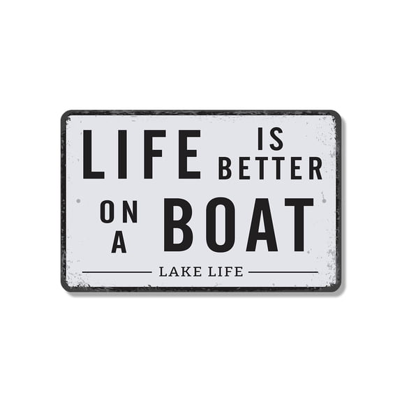 Life Is Better On A Boat 8 Inch x 12 Inch Novelty Plastic Sign Sun Splash Repeat Durable Weatherproof UV Protected Perfect for Docks Cabins Garages Fun Gift for Boaters Anglers Sailors