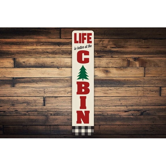 Life Is Better At The Cabin Outdoor Decor Log Cabin Decor Cabin Gifts Metal Cabin Sign Chalet Decor Front Door Sign Lake House Sign - Size: 16 x 4 Inches