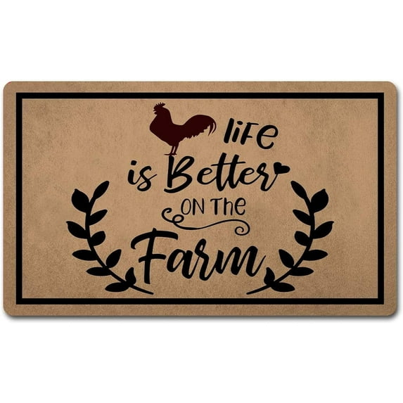 Life is Better On The Farm Mats for Front Door Entry Front Porch Doormat Non-Slip Carpet Rugs Floor Mat Decorative for Home Bathroom Kitchen Indoor 20x32 Inch