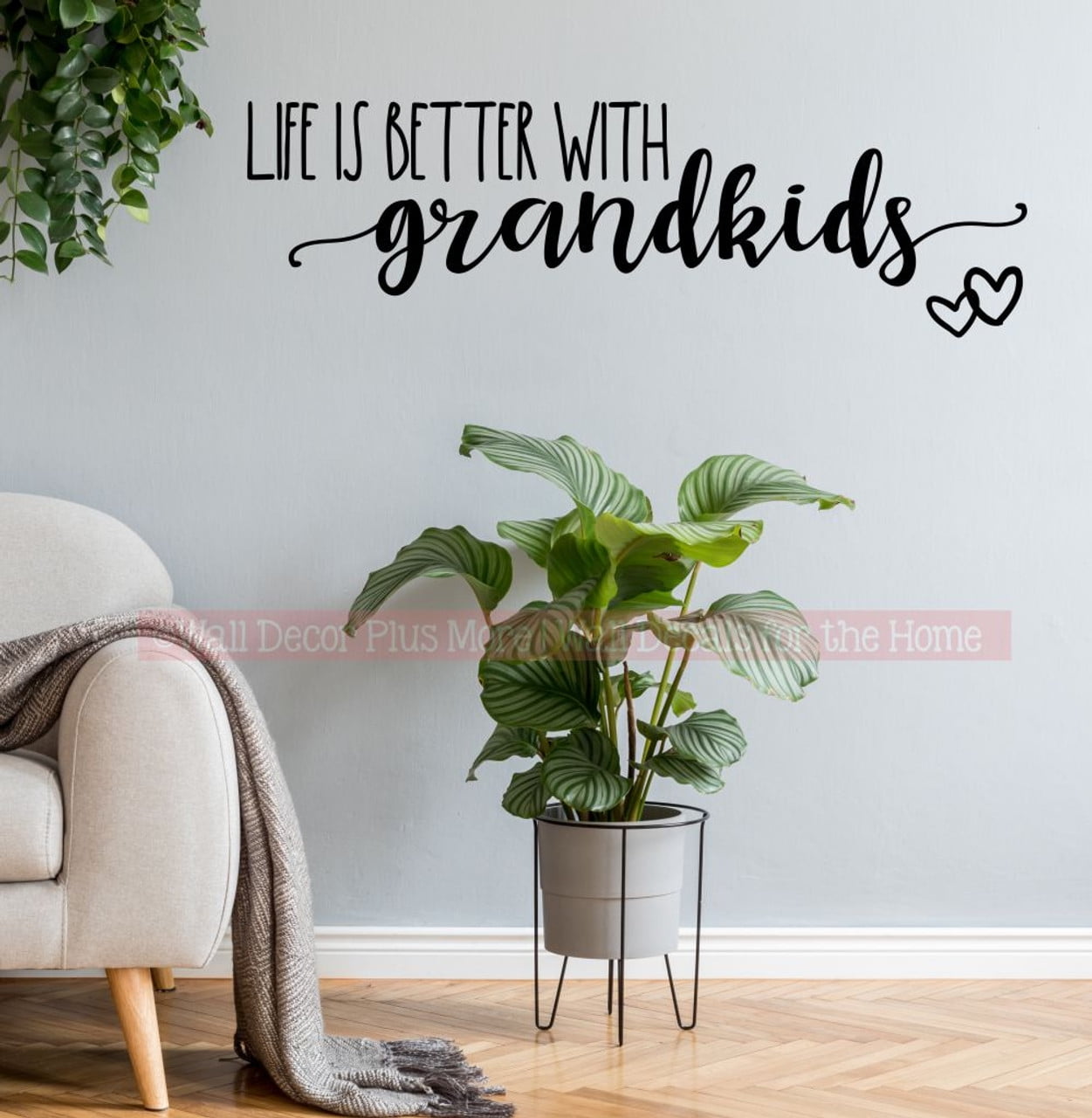 Life is Better with Grandkids Wall Decals Quotes - Removable Vinyl Wall Art Sticker - Grandkids Wall Decor Quote - Vinyl Lettering Decor - Family Quotes Wall Decor, 36x11-Inch, Black
