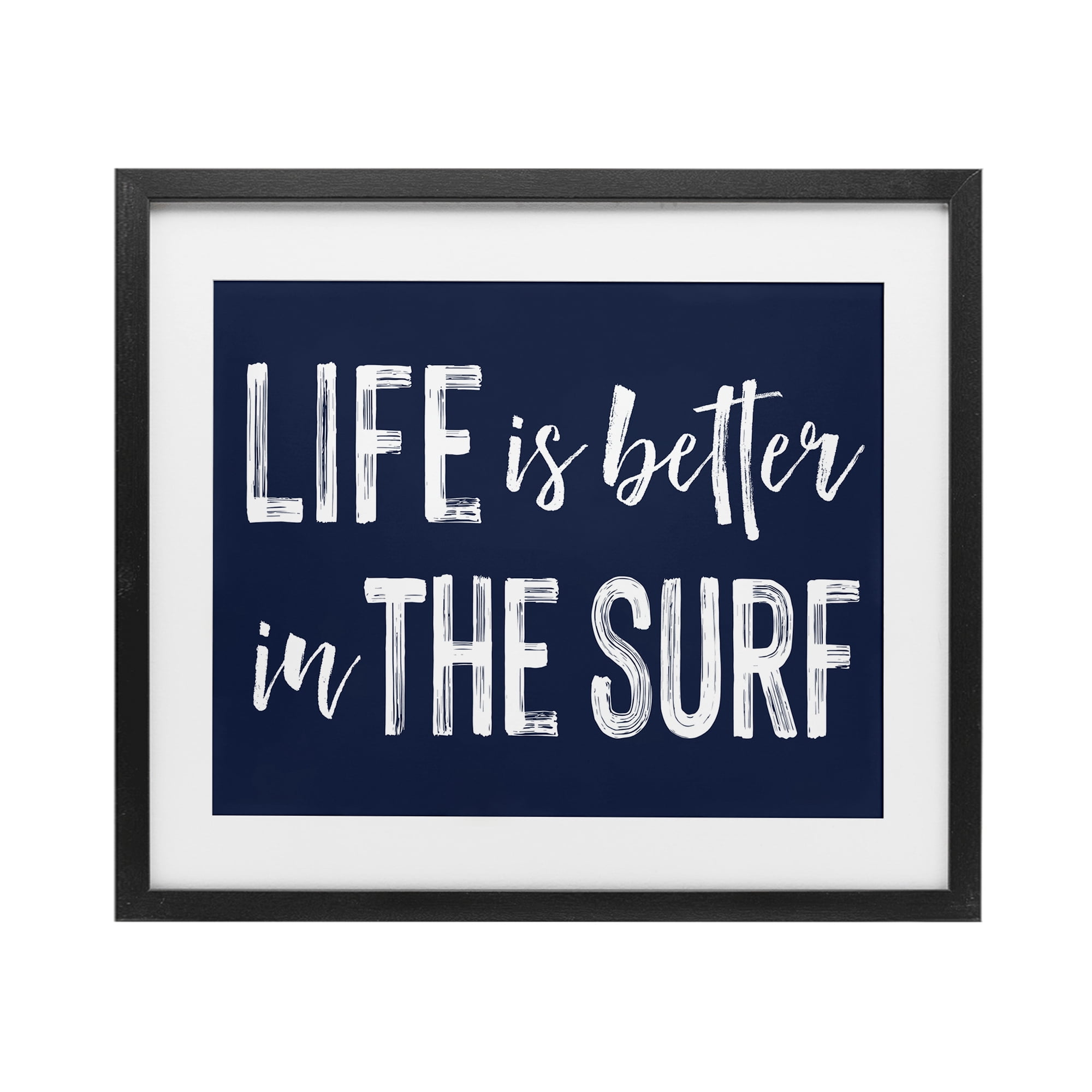Life Better In Surf Black Framed Print Under Glass, design by Lettered and Lined
