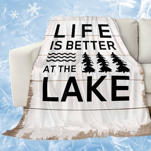 Life Is Better at The Lake Cooling Blanket,Lightweight Summer Throw Blanket with Double Sided Cold Effect,Rustic Black Artistic Aesthetics Picnic Blankets Bed Sheet for Hot Sleepers 30"x40"