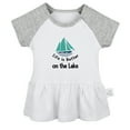 thumbnail image 1 of Life is Better on the Lake Funny Dresses For Baby, Newborn Babies Skirts, Infant Princess Dress, 0-24M Kids Graphic Clothes (Gray Raglan Dresses, 0-6 Months), 1 of 4