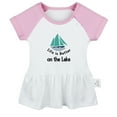 thumbnail image 1 of Life is Better on the Lake Funny Dresses For Baby, Newborn Babies Skirts, Infant Princess Dress, 0-24M Kids Graphic Clothes (Pink Raglan Dresses, 0-6 Months), 1 of 4