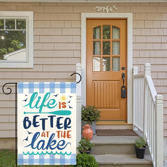 Life Is Better at the Lake Garden Flag Lake House Yard Flags Summer Coastal Cabin Dock Porch Patio Welcome House Banner Rustic Farmhouse Lakefront Home Outside Decoration 12x18 Inch