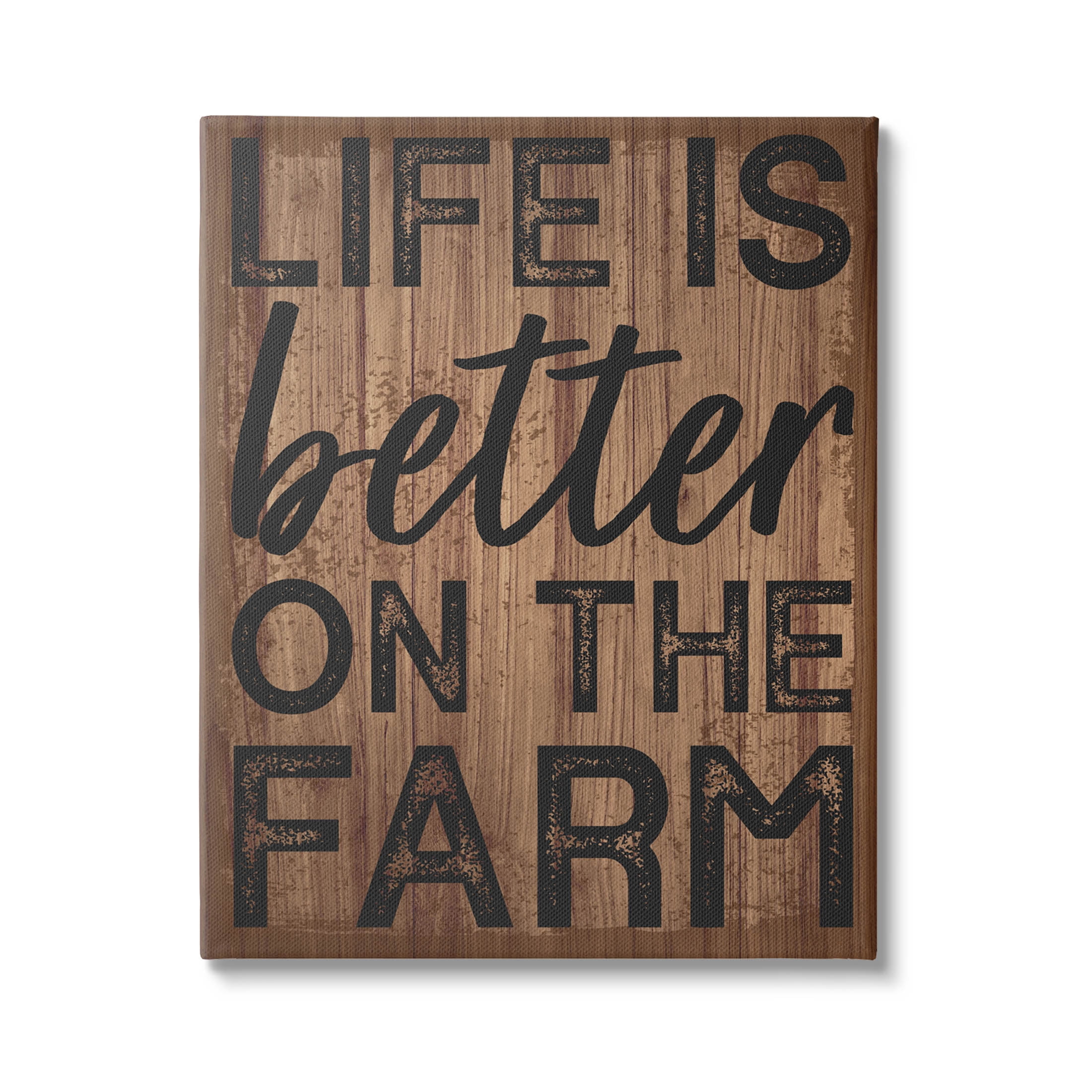 Life Better On Farm Rustic Sign Inspirational Graphic Art Gallery Wrapped Canvas Print Wall Art