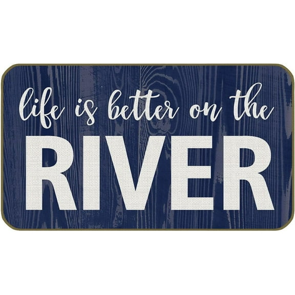 Life is Better On The River Mats for Front Door Entry Front Porch Doormat Non-Slip Carpet Rugs Floor Mat Decorative for Home Bathroom Kitchen Indoor 16x24 Inch