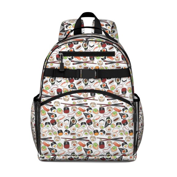 Life is Better with Sushi Backpack - Waterproof Book Bag with Spine-Protecting Design, Adjustable Straps & Side Pockets for Foodie Students & Travelers