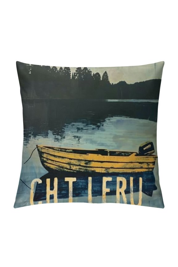 Life is Better at The Lake House Decorative Throw Pillow Cover Lakehouse Retro Paddle Boat Decoration, Summer Farmhouse Pillowcase Cushion Case Home Decor for Sofa Couch