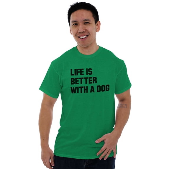 Life Better With Dog Pet Owner Puppy Men's Graphic T Shirt Tees Brisco Brands S