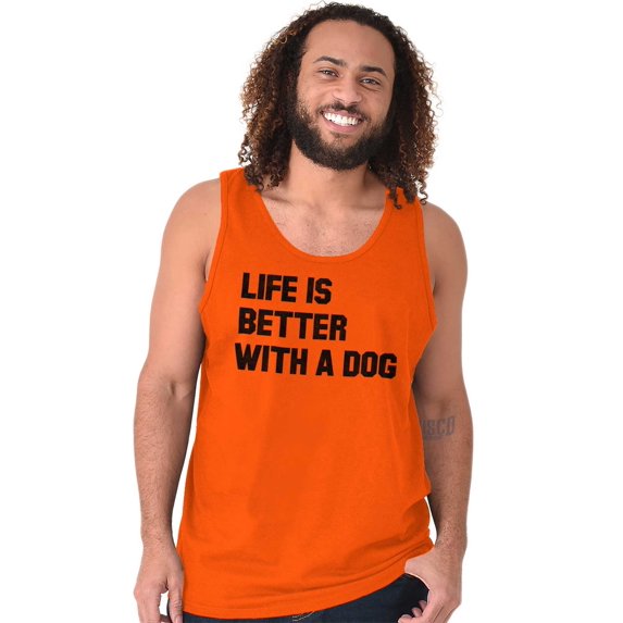 Life Better With Dog Pet Owner Puppy Tank Top T Shirts Men Women Brisco Brands 2X