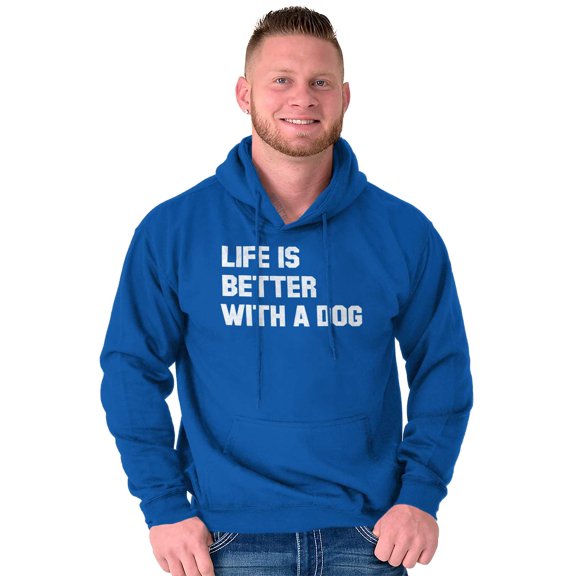 Life Better With Dog Pet Owner Puppy Unisex Plus Fleece Graphic Hoodie Brisco Brands 3X