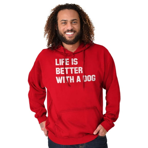 Life Better With Dog Pet Owner Puppy Unisex Plus Size Hoodie Brisco Brands 3X