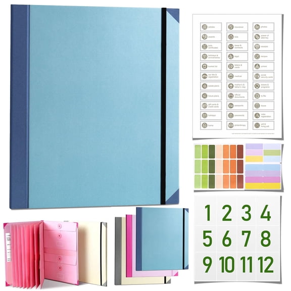 The Life Book Document Organizer - Binder for Important Documents, 2026 New Portable Multi-Pocket Filing Folder, for Storing Certificates, Passports, Photos, and Letters (Blue 2in)
