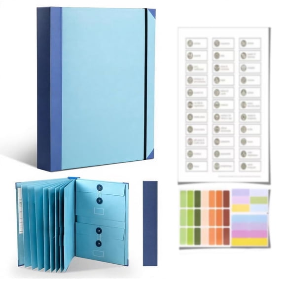 The Life Book Document Organizer - Binder for Important Documents, The Folio in Case I Die Binder, Family Emergency Planner, End of Lifeorganizer Paper File Folio Organizer with Labels(Blue)