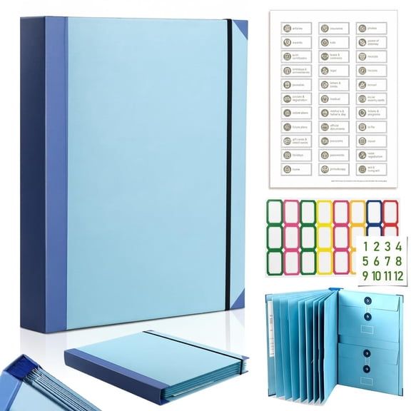 The Life Book Document Organizer - Binder for Important Documents, The Folio in Case I Die Binder, Family Emergency Planner, End of Lifeorganizer Paper File Folio Organizer with Labels(Blue)