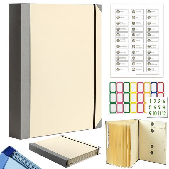 The Life Book Document Organizer - Binder for Important Documents, The Folio in Case I Die Binder, Family Emergency Planner, End of Lifeorganizer Paper File Folio Organizer with Labels