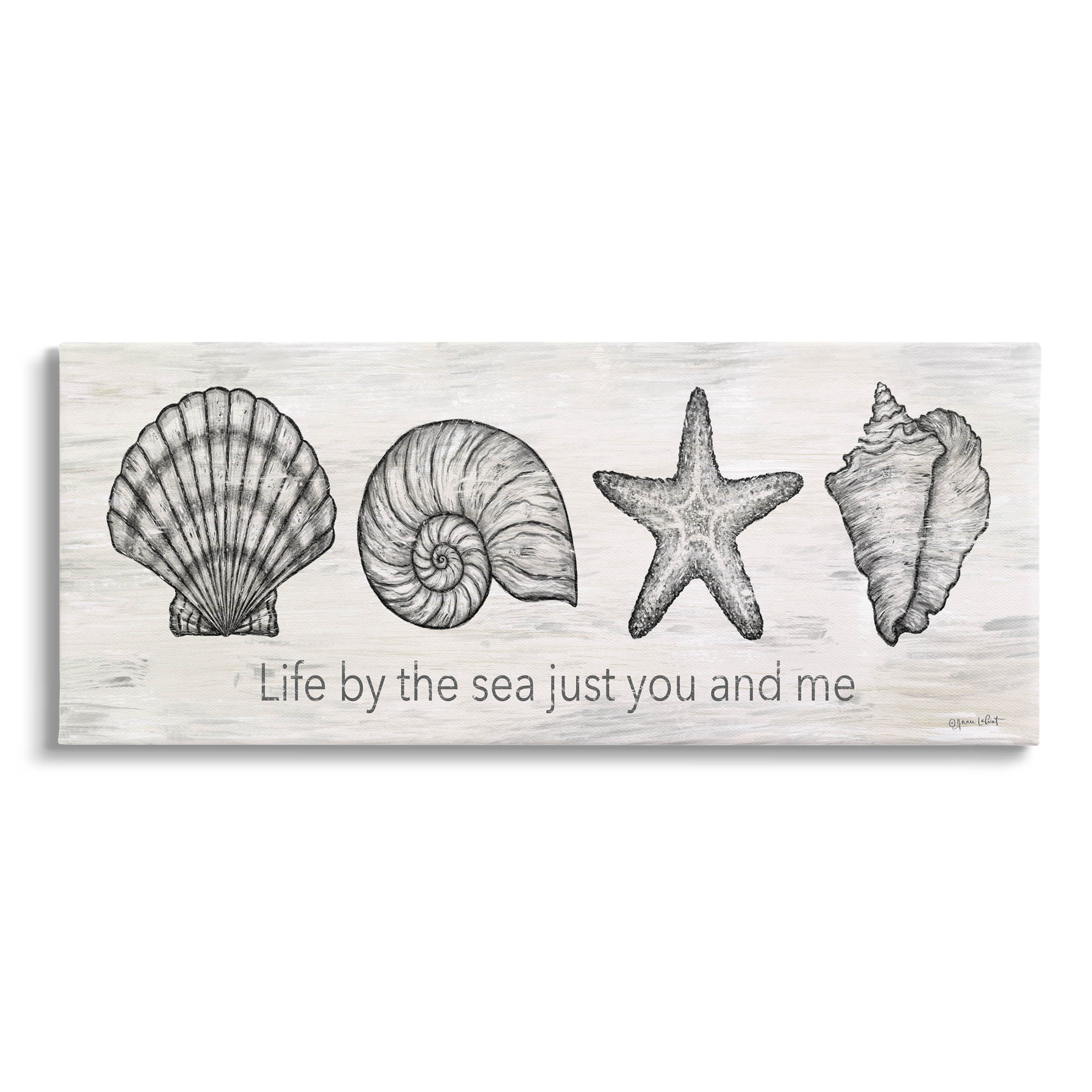 Life By Sea You & Me Beach Phrase Coastal Graphic Art Gallery Wrapped Canvas Print Wall Art