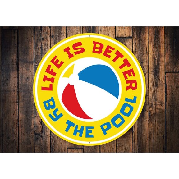 Life By The Pool Poolside Decor Backyard Pool Decor Pool Gift Pool Lovers Pool Decorations Pool Owner Decor Poolside - Metal SignSize: 12 x 12 inch
