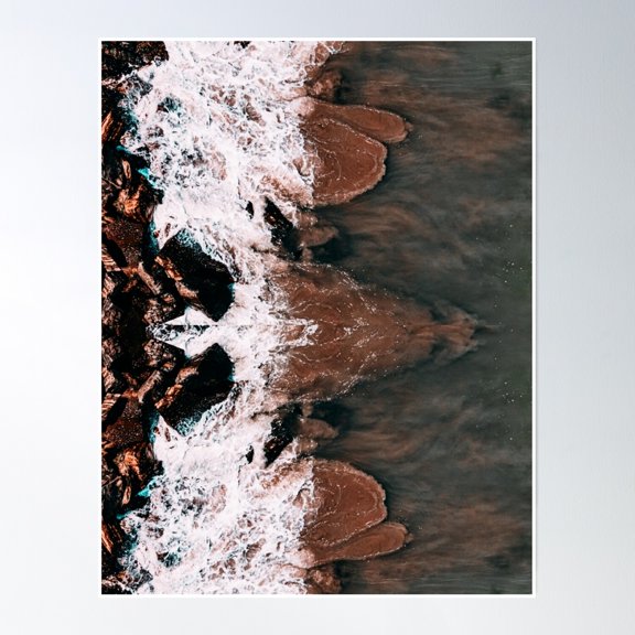Life By The Sea Cool Rocky Beach Design Poster Wall Art, Modern Wall Decor, 24x36 UNFRAMED