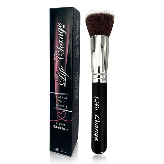 Life Change Flat Top Kabuki Foundation Makeup Brush, Synthetic-Cream, Powder, Liquid, Blending, Buffing Brush