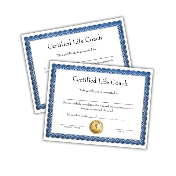 Life Coach Certificate of Completion Award 5pk Linen Paper 8.5x11 to Frame Wellness Health Certification of Achievement License Course Natural