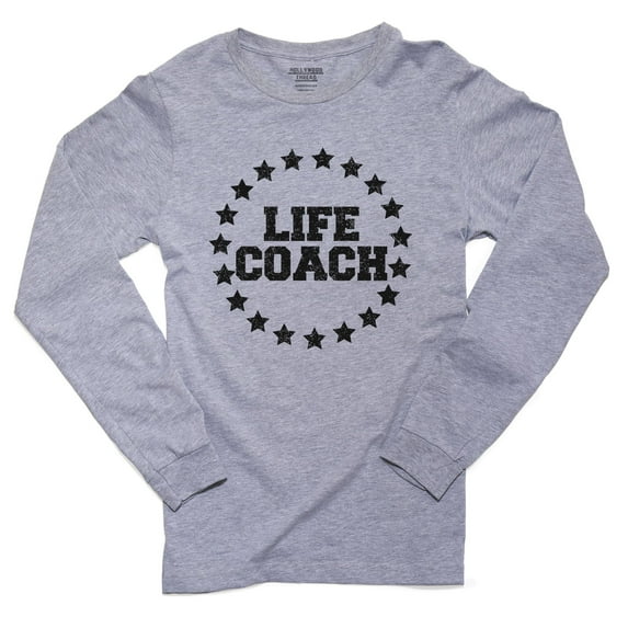 Life Coach With Ring of Stars - Large Print Men's Long Sleeve Grey T-Shirt