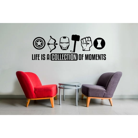 Life Is A Collection Of Moments- Life Inspirational Quote Avengers Characters Vinyl Wall Decal Wall Sticker Wall Art Decoration Home Room Bedroom Office Class Room Living Room Décor Size (4x10 inch)