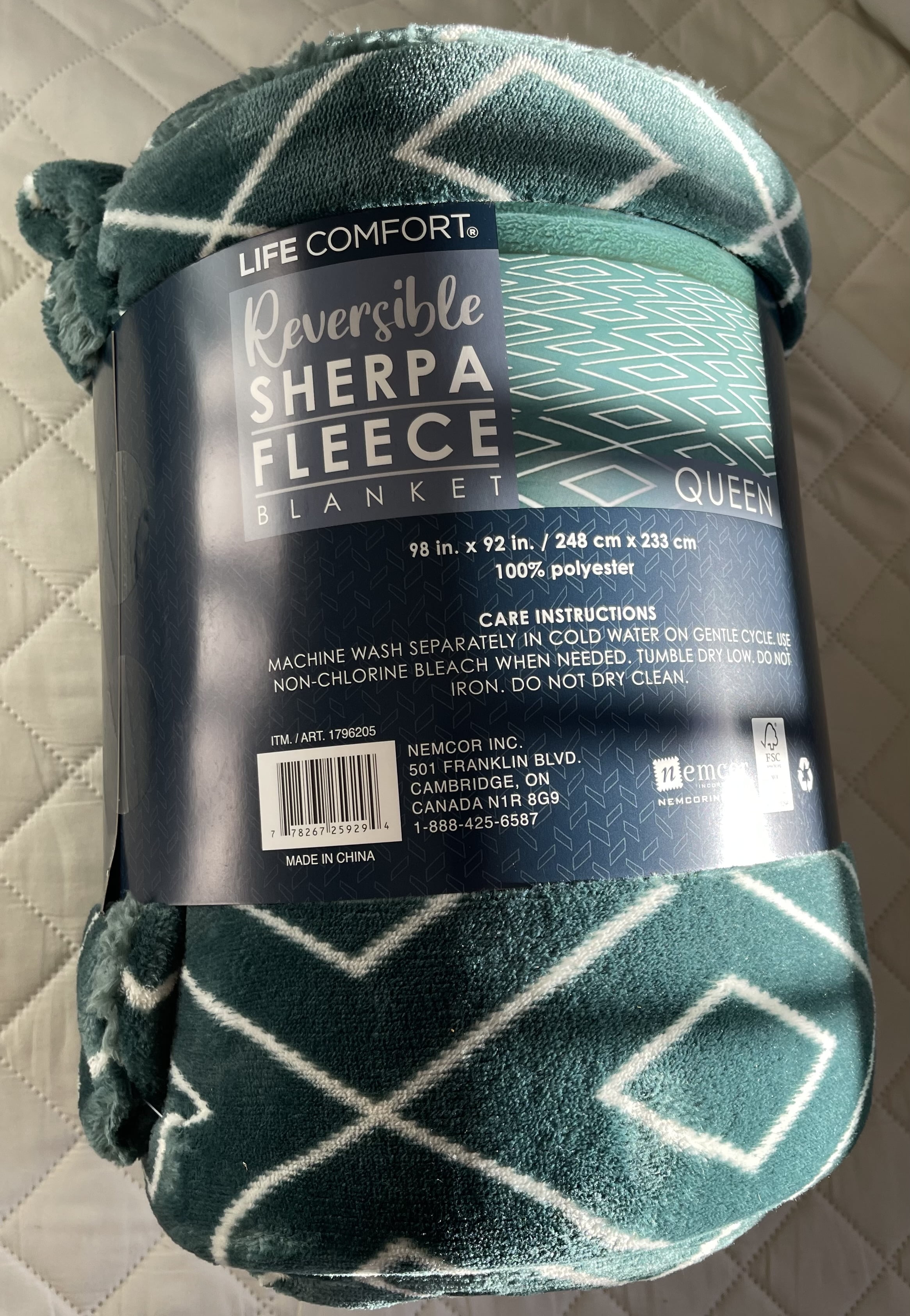 Life Comfort Reversible Sherpa Blanket Size Queen Green (92 in x 98 in ...