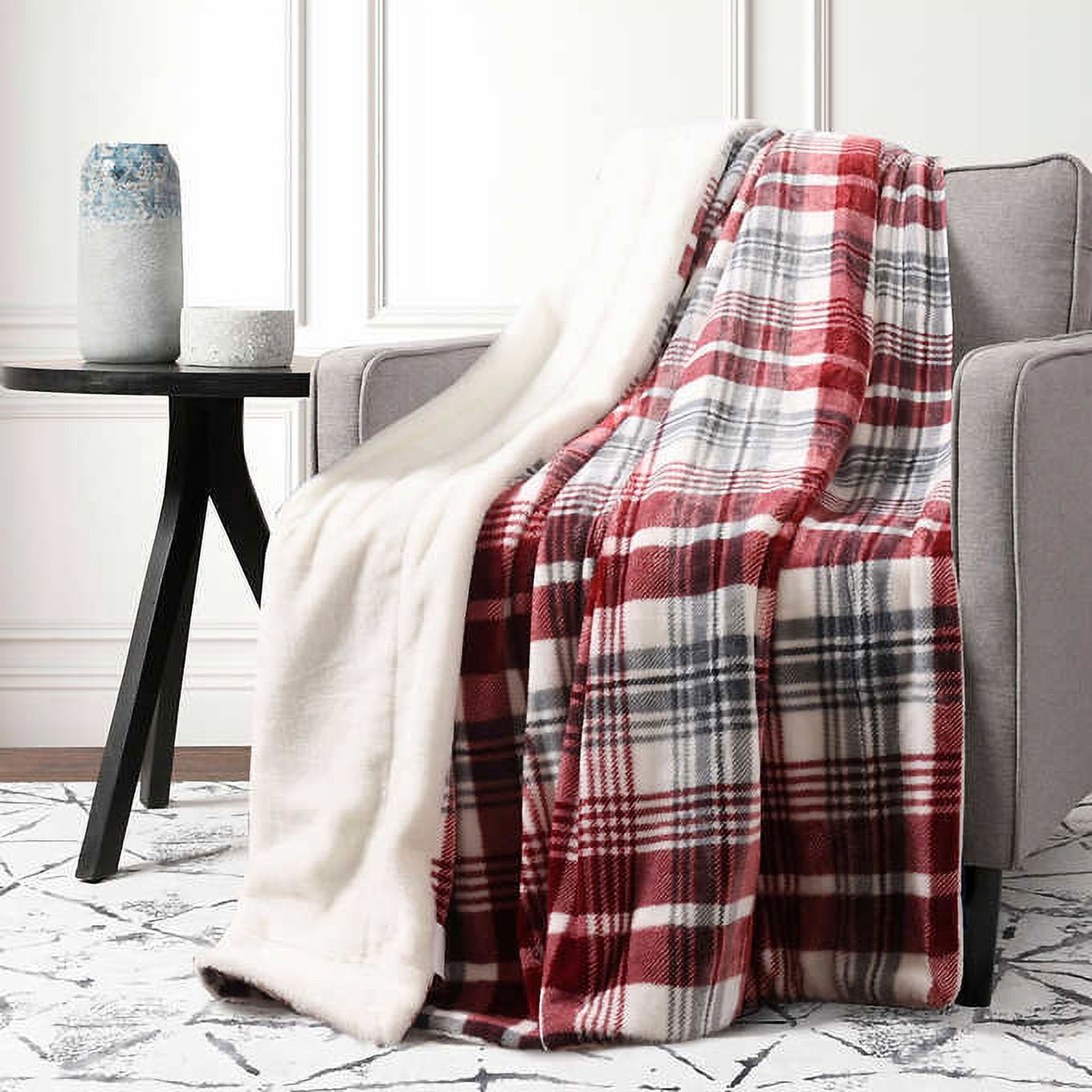 Life Comfort Ultimate Luxurious Faux Fur Reversible Throw Blanket Red 60x70