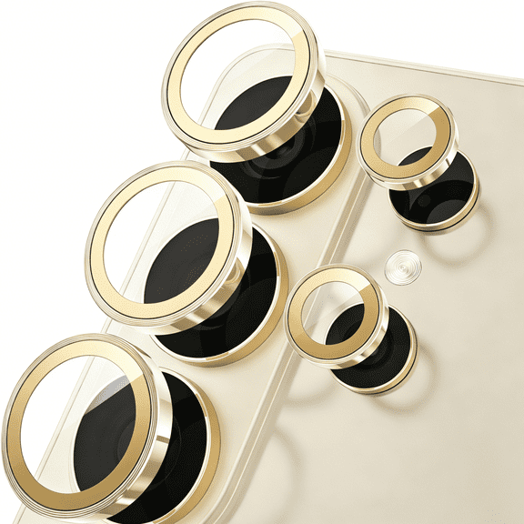 We Life Compatible with Samsung Galaxy S26 Ultra Camera Lens Protector,Individual Lens Protectors, Ultra-Thin Tempered Glass with Aluminum Edging,Case Friendly (Gold)