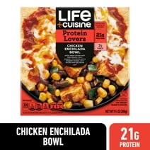 Life Cuisine Frozen Meal Chicken Enchilada Bowl, Protein Lovers Microwave Meal, High Protein Frozen Dinner for One 8 ea