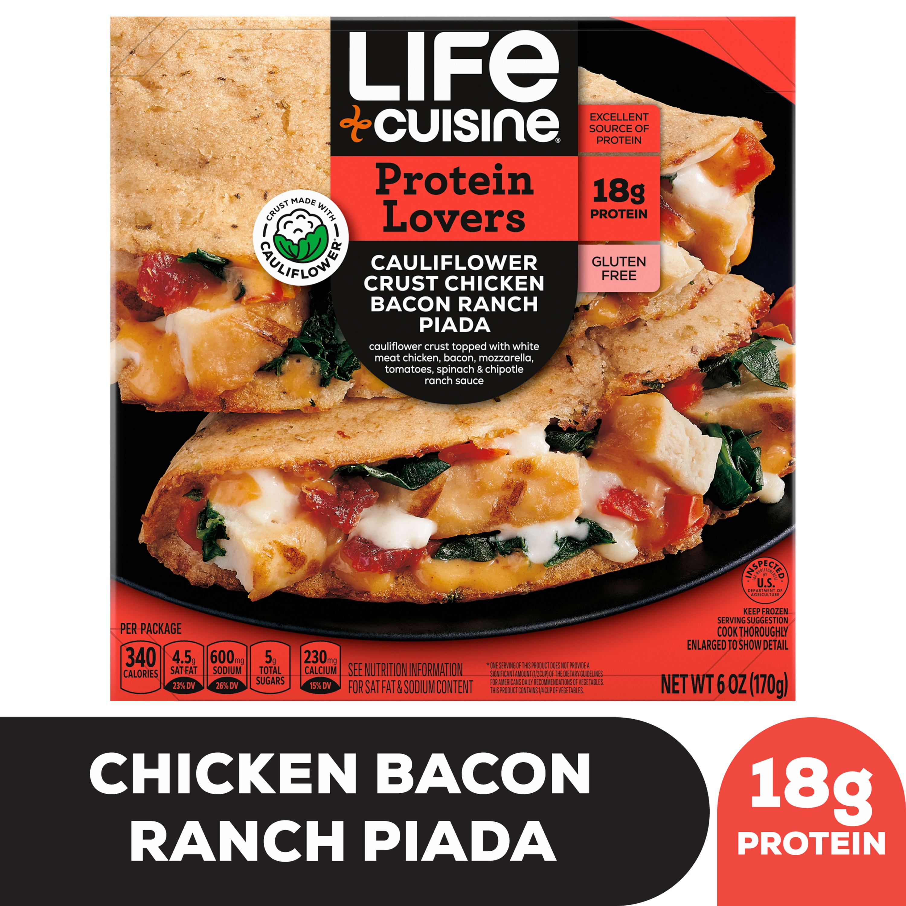 Life Cuisine Gluten Free Chicken Bacon Ranch Piada Cauliflower Crust