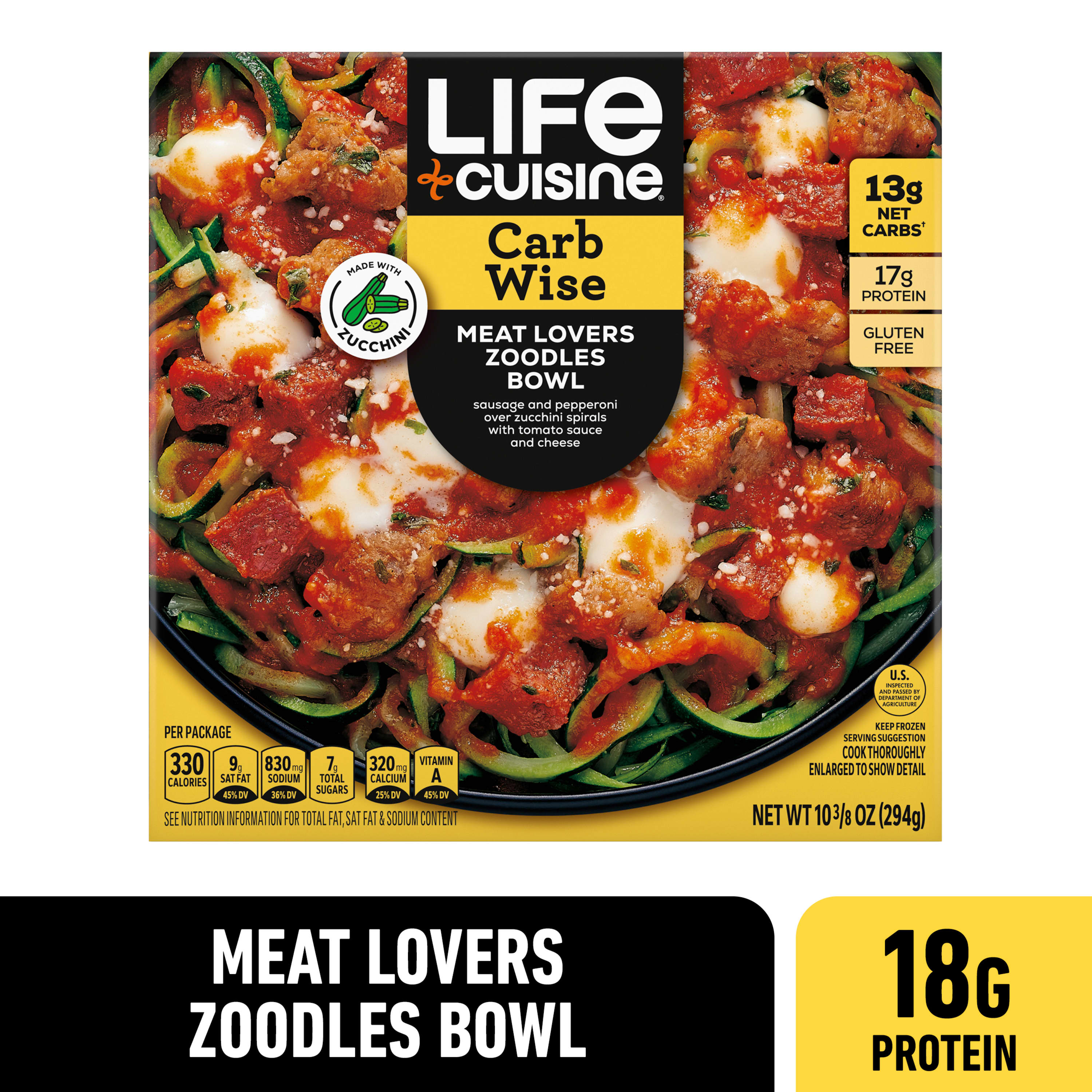 Life Cuisine Low Carb Lifestyle Meatlovers Zoodles Bowl, 10.125 oz