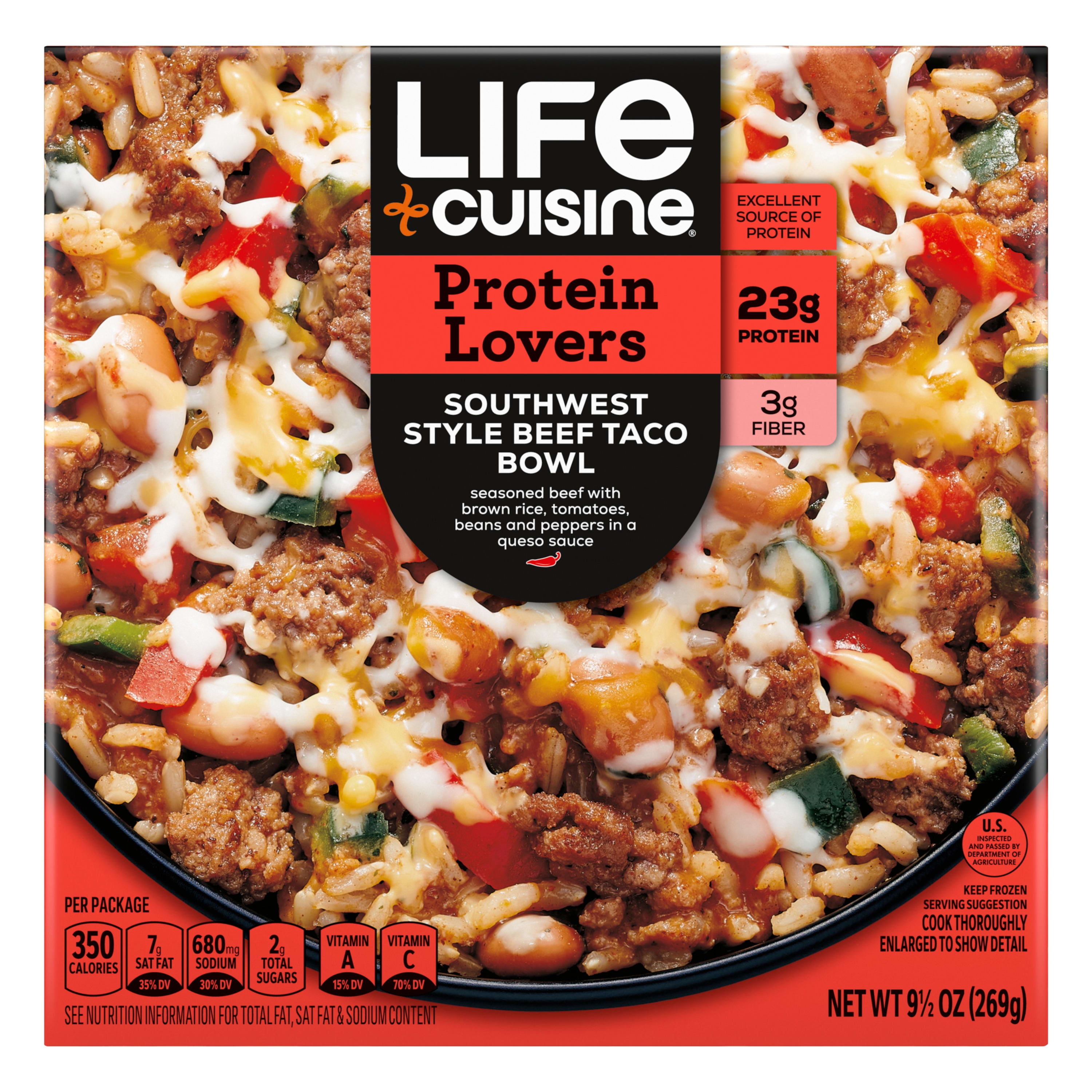 Life Cuisine Protein Lovers Southwest Style Beef Taco Bowl, 9.5 oz