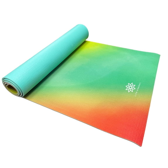 Life Energy 6mm Thick Reversible Non-Slip Yoga Mat with carry strap, Multi-Color, Bodhi
