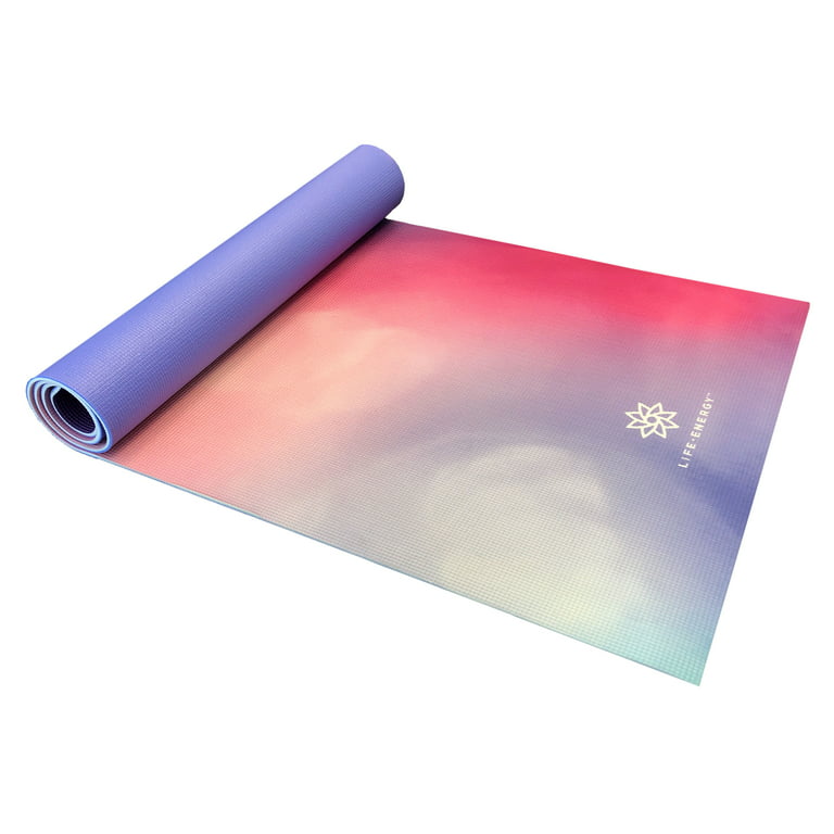 Life Energy Deluxe 6mm thick Reversible Non-Slip Yoga Mat with carry strap,  Multi-color, Hatha