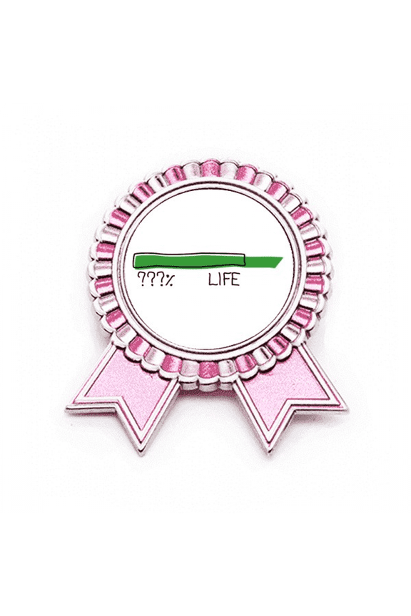 Life Energy Progress Bar Percent Unknown Future Immortality Badge Brooch Pin Pink Winner Award Medal
