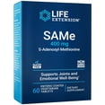 thumbnail image 1 of Life Extension SAMe, S-Adenosyl-Methionine, 400 mg,  mood health, liver health and joint support supplement, non-GMO, vegetarian, gluten free, 60 enteric-coated tablets, 1 of 5