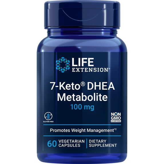 Life Extension 7-Keto® DHEA Metabolite, 100 mg - For Weight Management & Hormone Balance - Gluten Free, Non-GMO - 60 Vegetarian Capsules