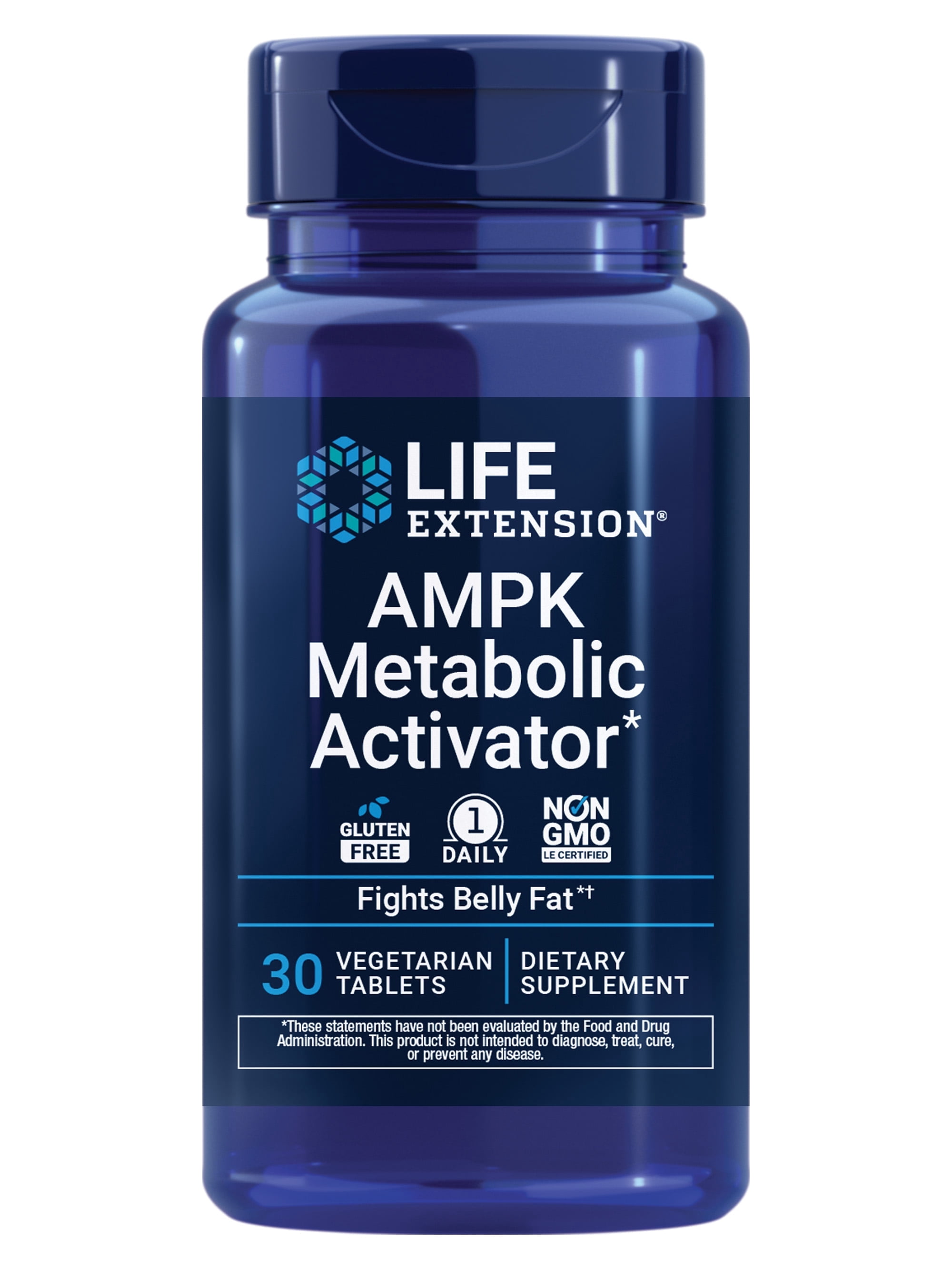 Life Extension AMPK Metabolic Activator, hesperidin, G. pentaphyllum, fight unwanted belly fat, target overall fat, gluten-free, vegetarian, 1-daily, non-GMO, 30 tablets