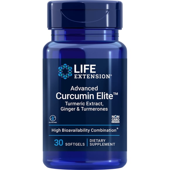 Life Extension Advanced Curcumin Elite Turmeric Extract, Ginger & Turmerones - Gluten-Free, Non-GMO - 30 Softgels